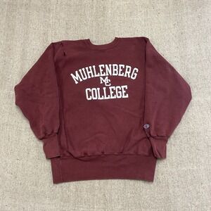 vintage MUHLENBERG College sweatshirt mens large Red 1990s champion Revese Weave